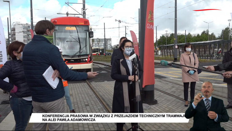 Konferencja prasowa w związku z przejazdem technicznym tramwaju na alei Pawła Adamowicza