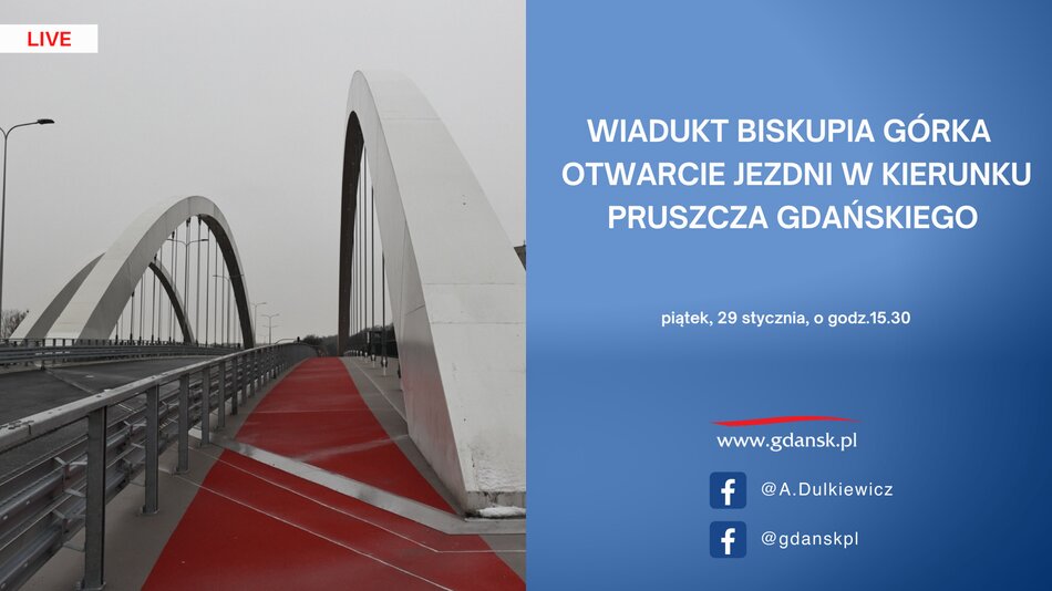 Wiadukt Biskupia Górka: otwarcie jezdni w kierunku Pruszcza Gdańskiego