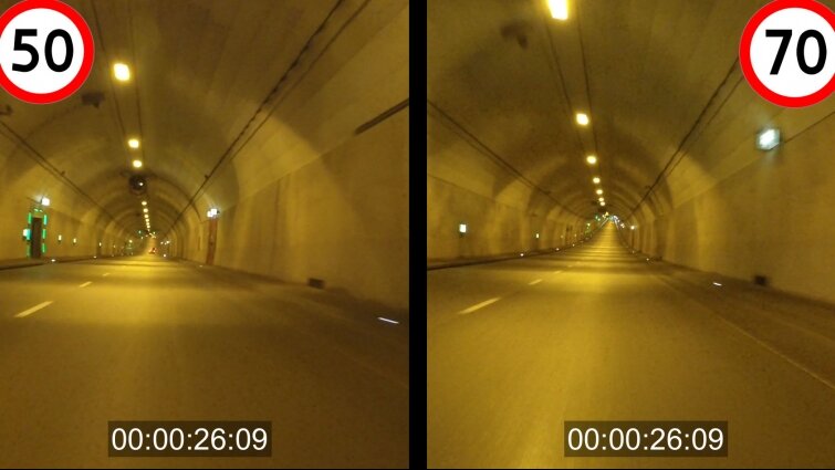 W tunelu można jechać szybciej. 