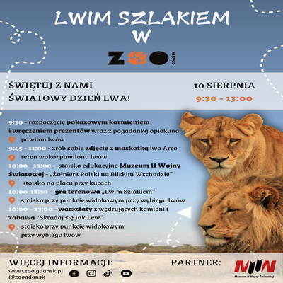 Link do opisu wydarzenia: Światowy Dzień Lwa w Gdańskim Ogrodzie Zoologicznym 