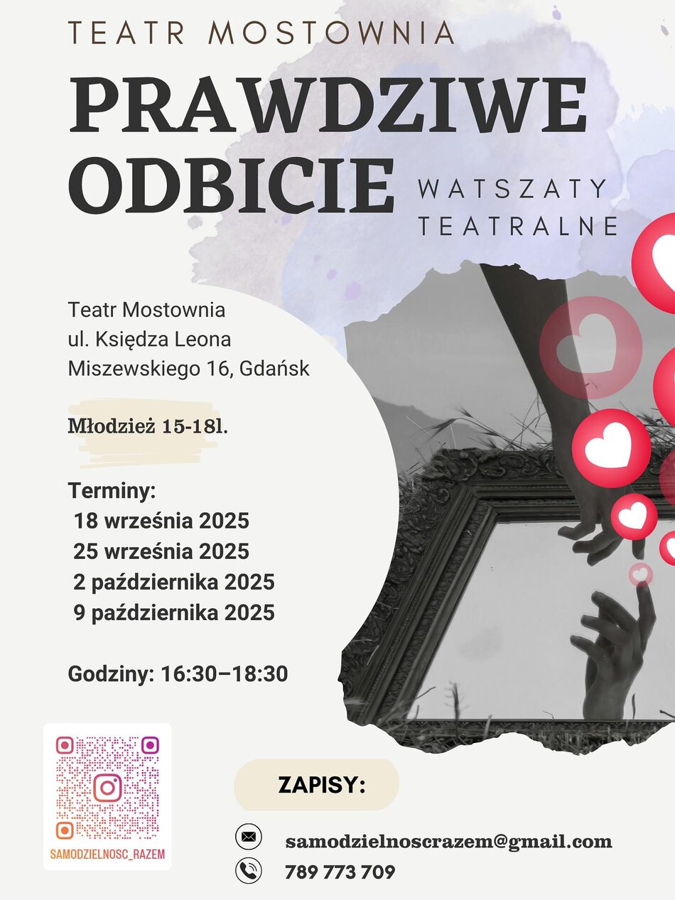 Link do opisu wydarzenia: Warsztaty teatralne „Prawdziwe odbicie”