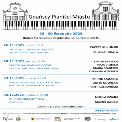 Link do opisu wydarzenia: XI Festiwal Gdańscy Pianiści Miastu