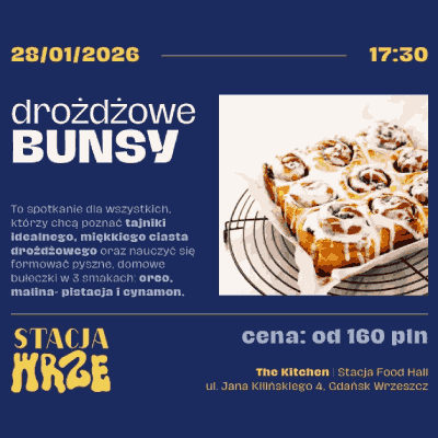 Link do opisu wydarzenia: Drożdżowe bunsy - warsztaty kulinarne