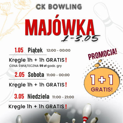 Link do opisu wydarzenia: Majówka w CK Bowling 1-3.05.2026y