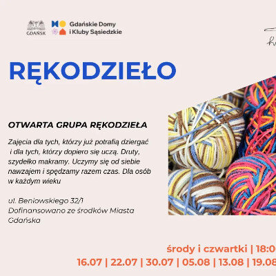 Link do opisu wydarzenia: 
Otwarta Grupa Rękodzieła
