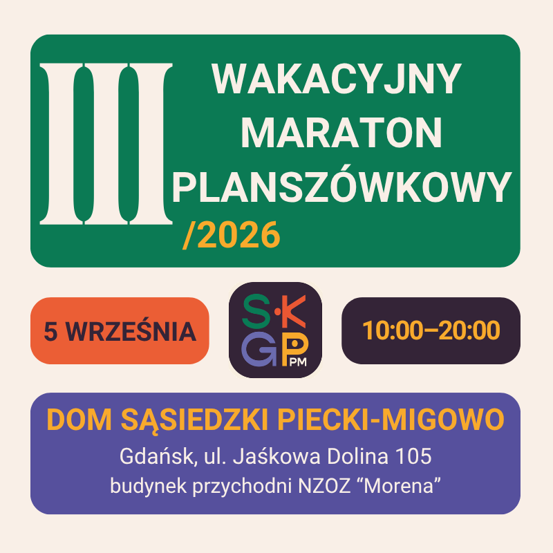 Link do opisu wydarzenia: 3 Wakacyjny Maraton Planszówkowy 2026