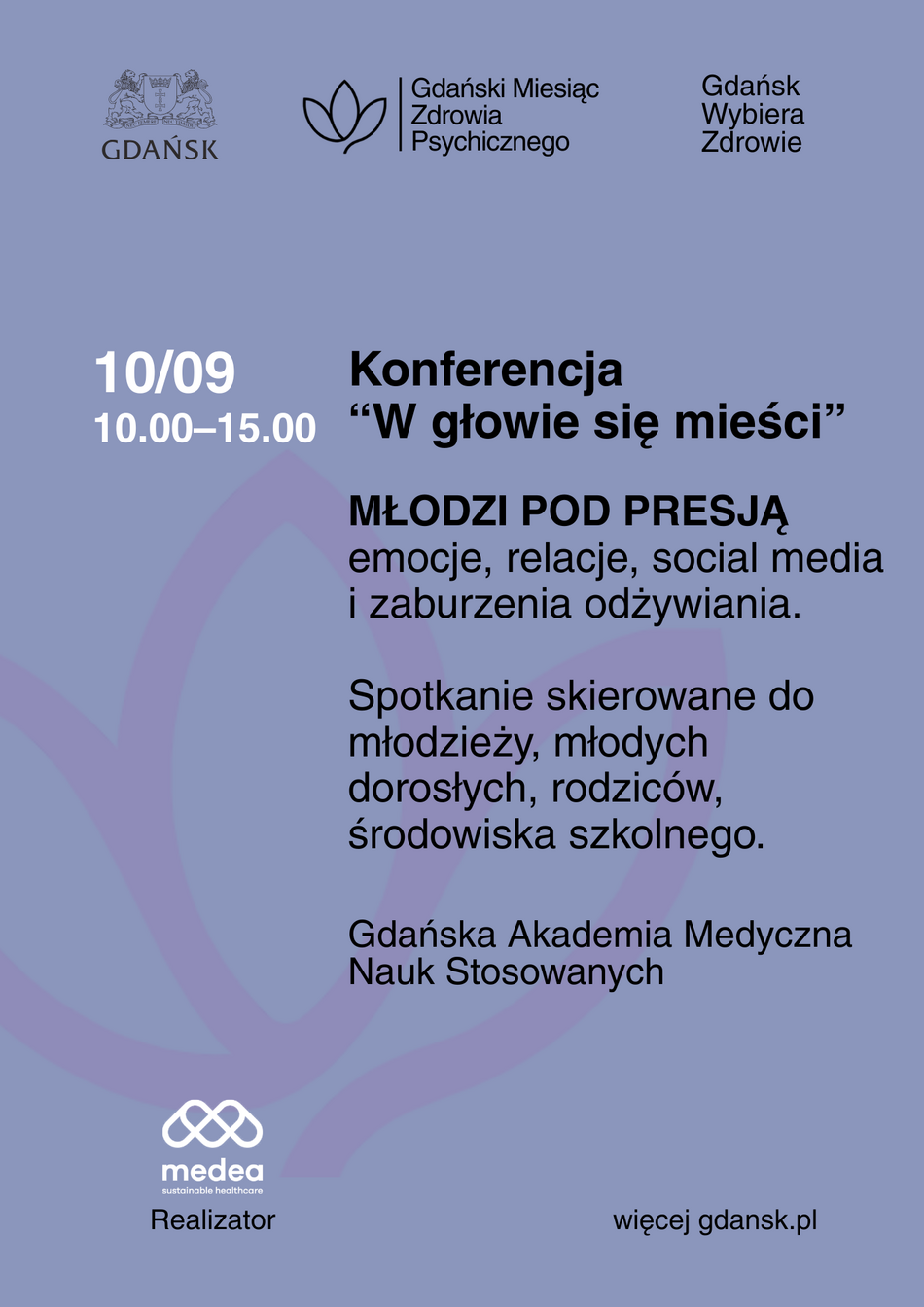 Link do opisu wydarzenia: Konferencja “W głowie się mieści” - młodzi pod presją