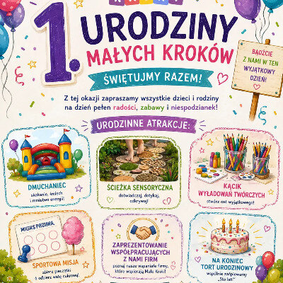 Link do opisu wydarzenia: 1. urodziny Małych Kroków 