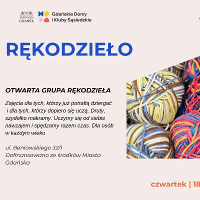 Link do opisu wydarzenia: Otwarta Grupa Rękodzieła 
